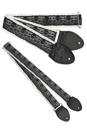  Skull Lace Black Guitar Strap - Halloween Special GS0247WH04BK
